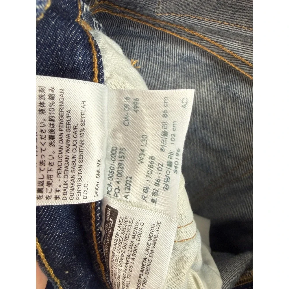 Levis 501 Original Fit Mens Dark Wash Indigo Button Fly Jeans W34 L30 00501-0000